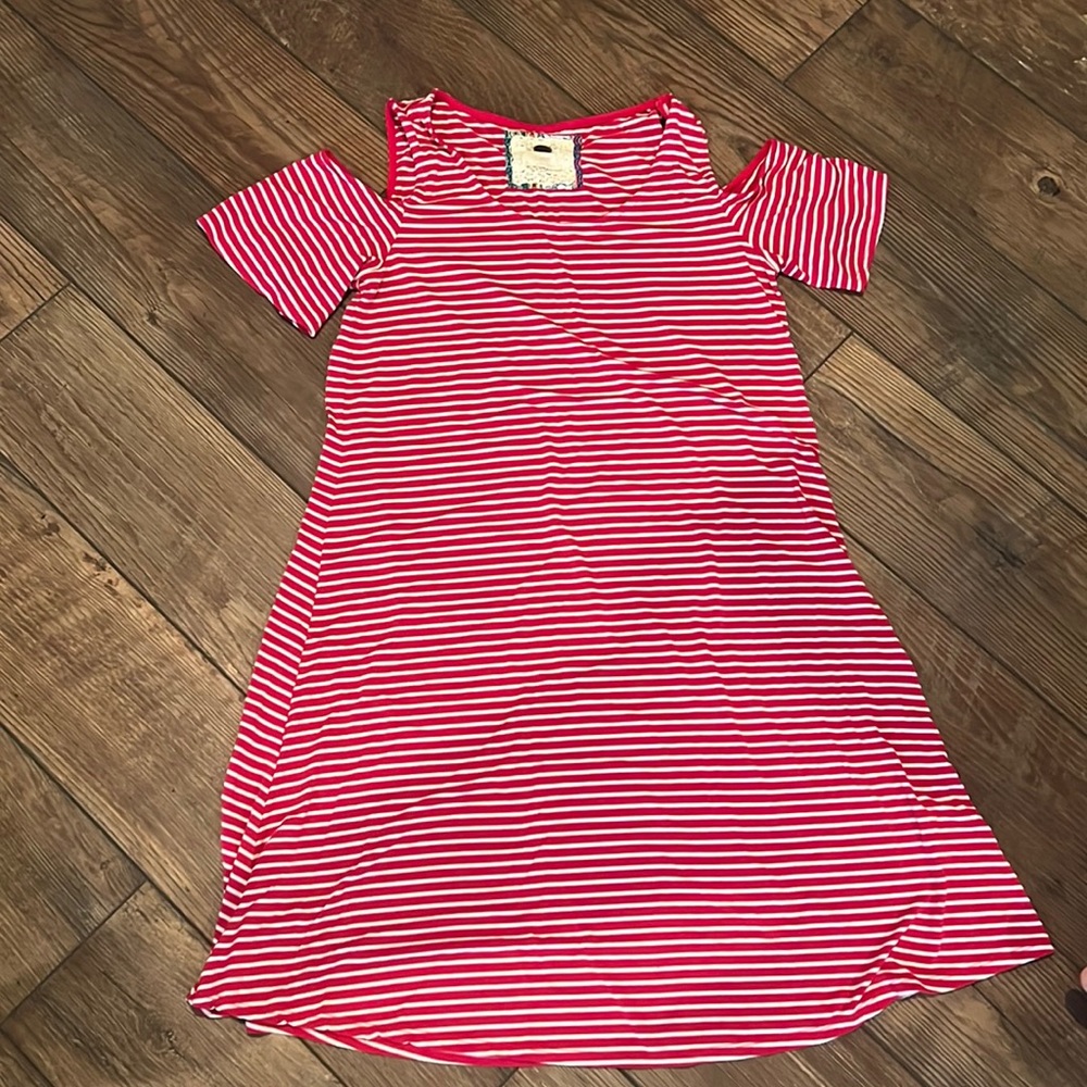 Cupio- Red and White stripped dress. Size M